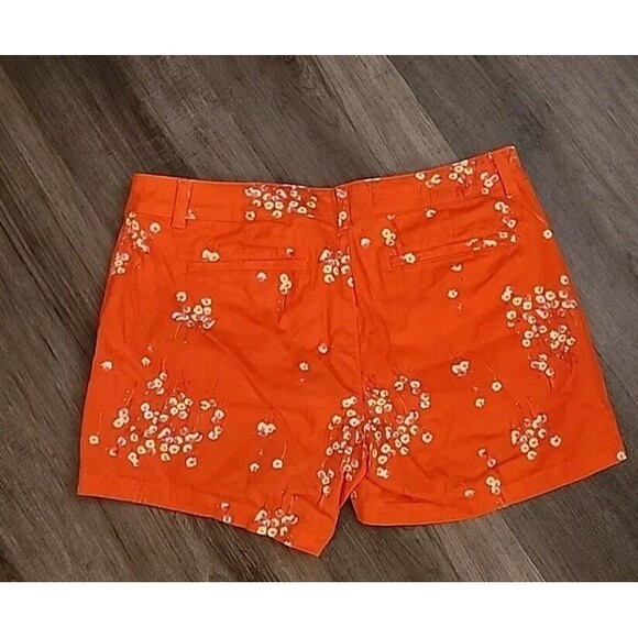 a.n.a A New Approach Twill Shorts Womens 10 Orange Floral Mid Rise Beachy - Picture 7 of 7
